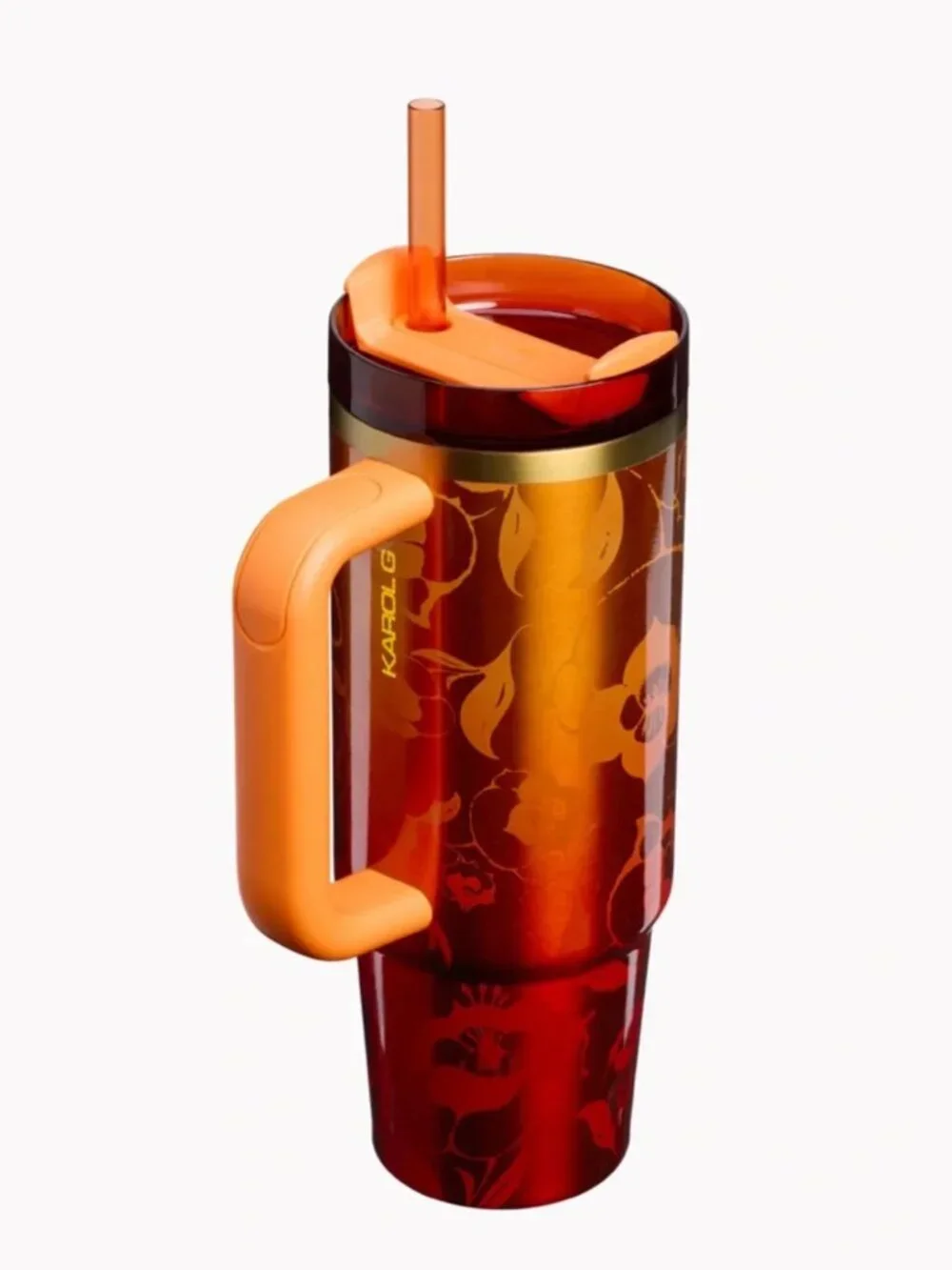 KAROL G - Stanley Metallic Red Tumbler with Bright Orange Handle - Picture 3 of 5